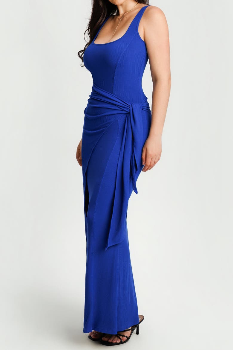 Built In Shapewear Modal Twist Wrap Maxi Dress, Alternate, color, Navy