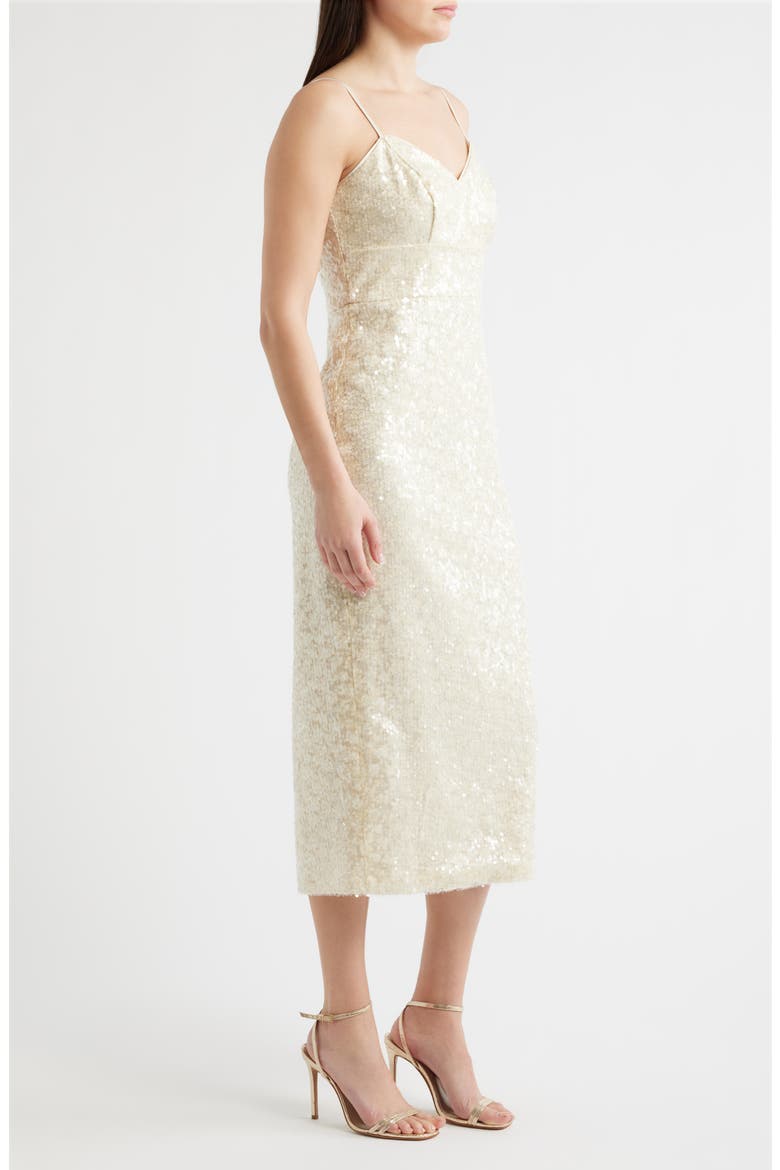 Sequin Sleeveless Midi Dress, Alternate, color, IVORY