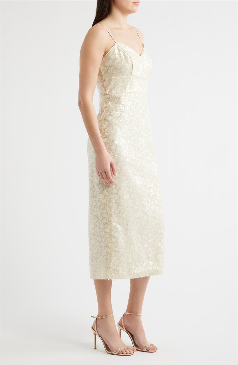 Eliza J Sequin Sleeveless Midi Dress, Alternate, color, 