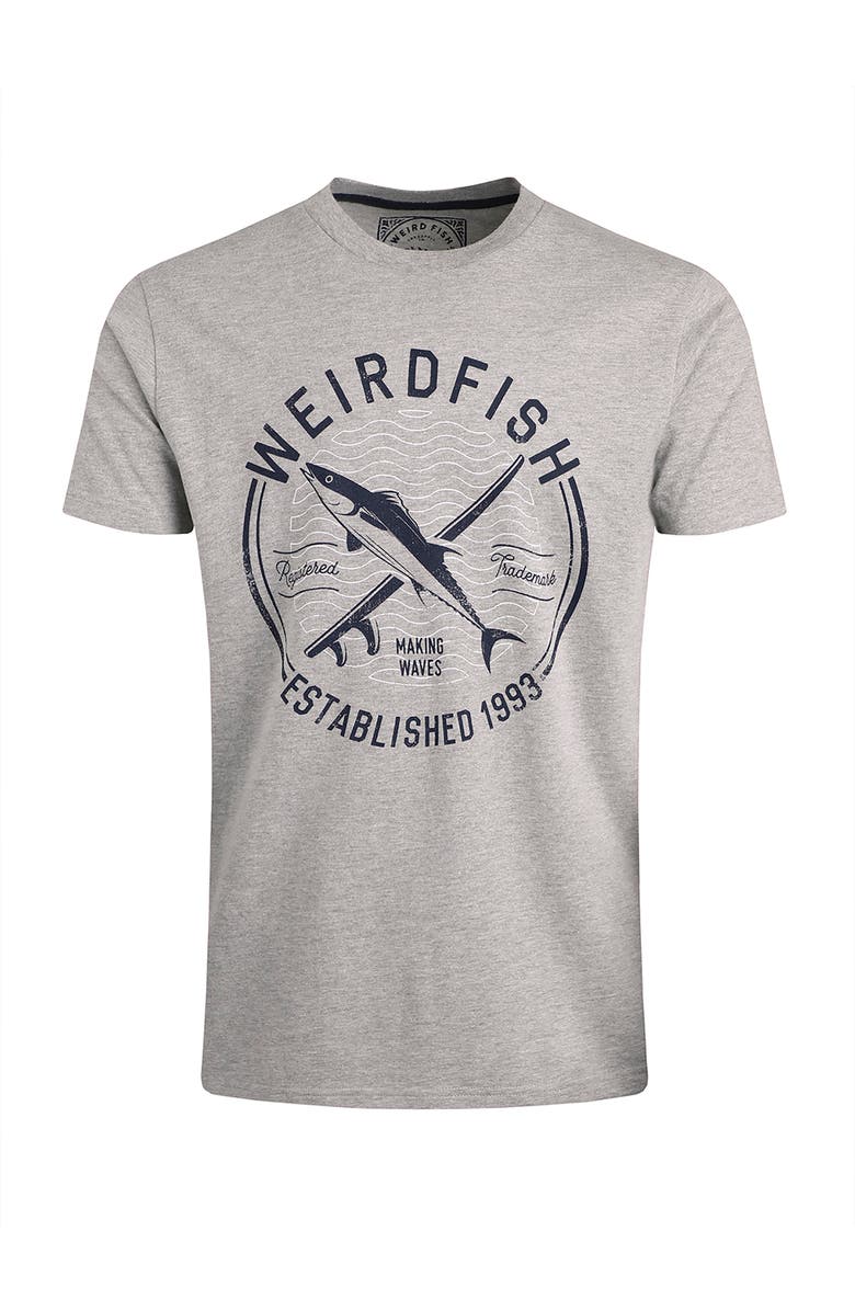 Weird Fish Hudson Front Print Branded T-Shirt, Alternate, color, Grey Marl