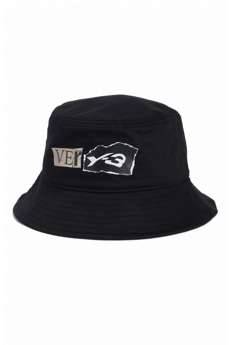 Y-3 Cotton Bucket Hat, Main, color, BLACK