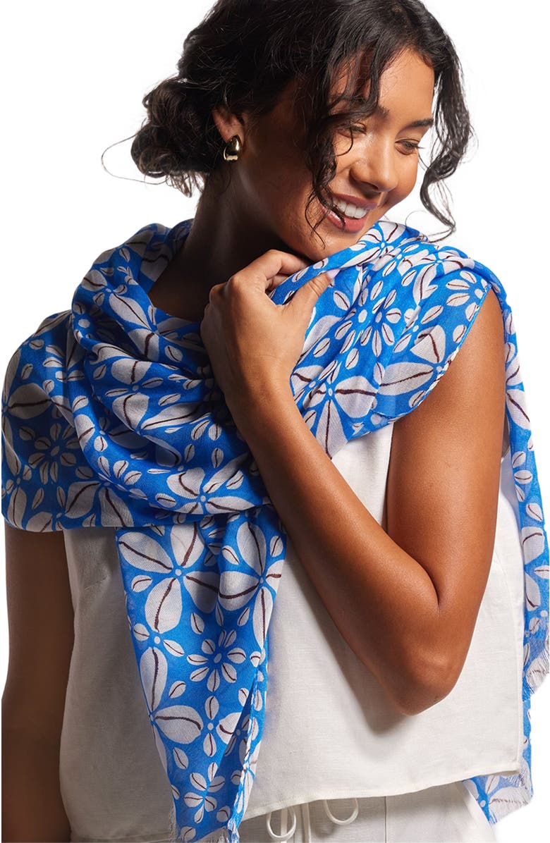 Tori Richard Flowrie Scarf, Alternate, color, Harbor