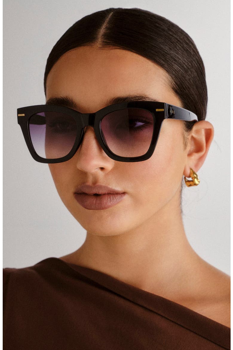 Intergalactic 50mm Square Sunglasses, Alternate, color, BLACK