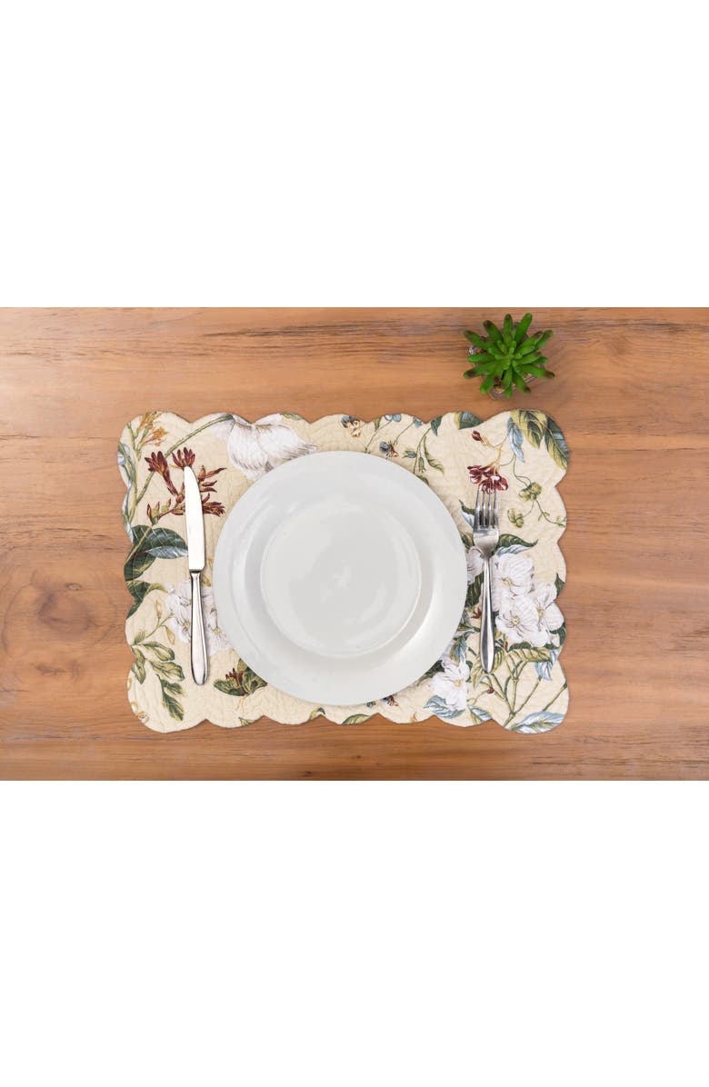 C&F Home Garden Images Reversible Machine Washable Scallop Quilt Placemats Set of 6, Alternate, color, Beige