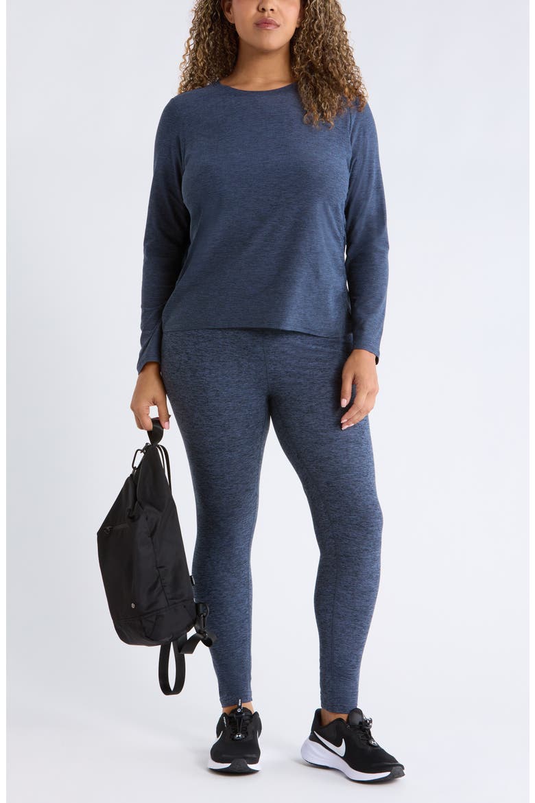 Restore Soft Ruched Long Sleeve T-Shirt, Alternate, color, NAVY ARMADA MELANGE