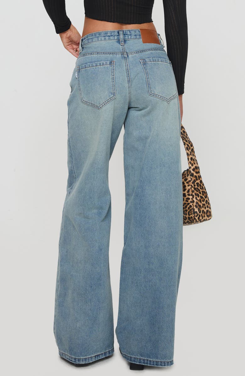 Princess Polly Demie Distressed Low Rise Wide Leg Jeans, Alternate, color, 