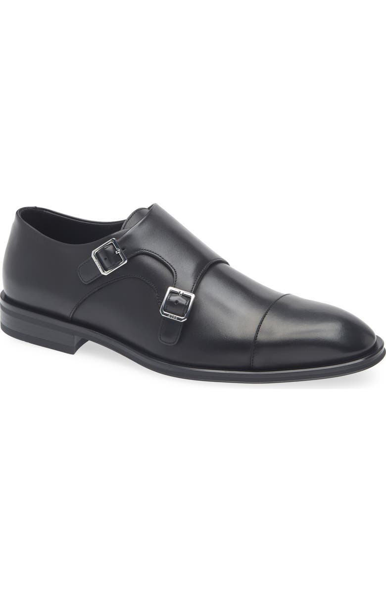 BOSS Derrek Double Monk Strap Cap Toe Shoe, Main, color, Black