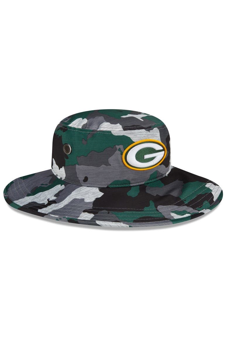 Men's New Era Camo Green Bay Packers 2022 NFL Training Camp Official Panama Bucket Hat, Alternate, color, Camo