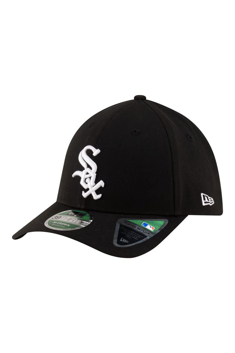 Men's New Era  Black Chicago White Sox Player Replica 39THIRTY M-Crown Flex Hat, Main, color, Black