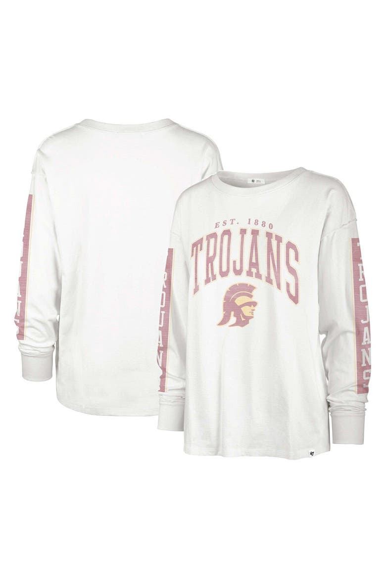 Women's '47 Cream USC Trojans Statement SOA 3-Hit Long Sleeve T-Shirt, Main, color, White