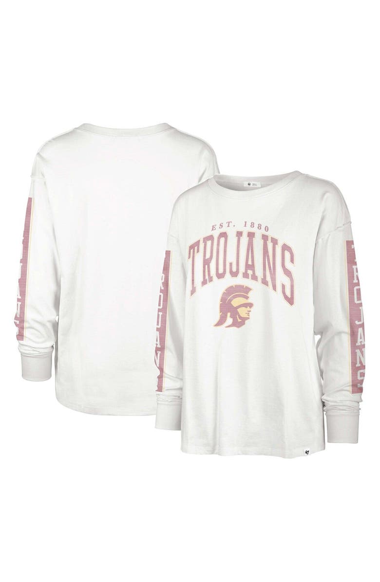 '47 Women's '47 Cream USC Trojans Statement SOA 3-Hit Long Sleeve T-Shirt, Main, color, 