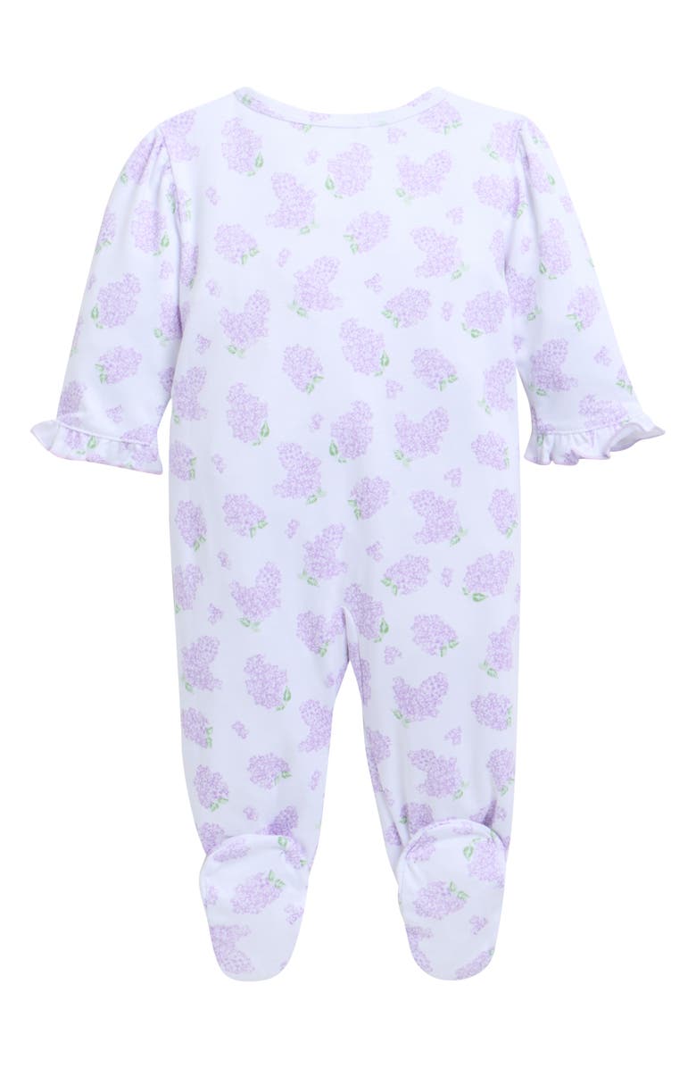 Kissy Kissy Floral Ruffle Edge Pima Cotton Footie, Alternate, color, Lilac