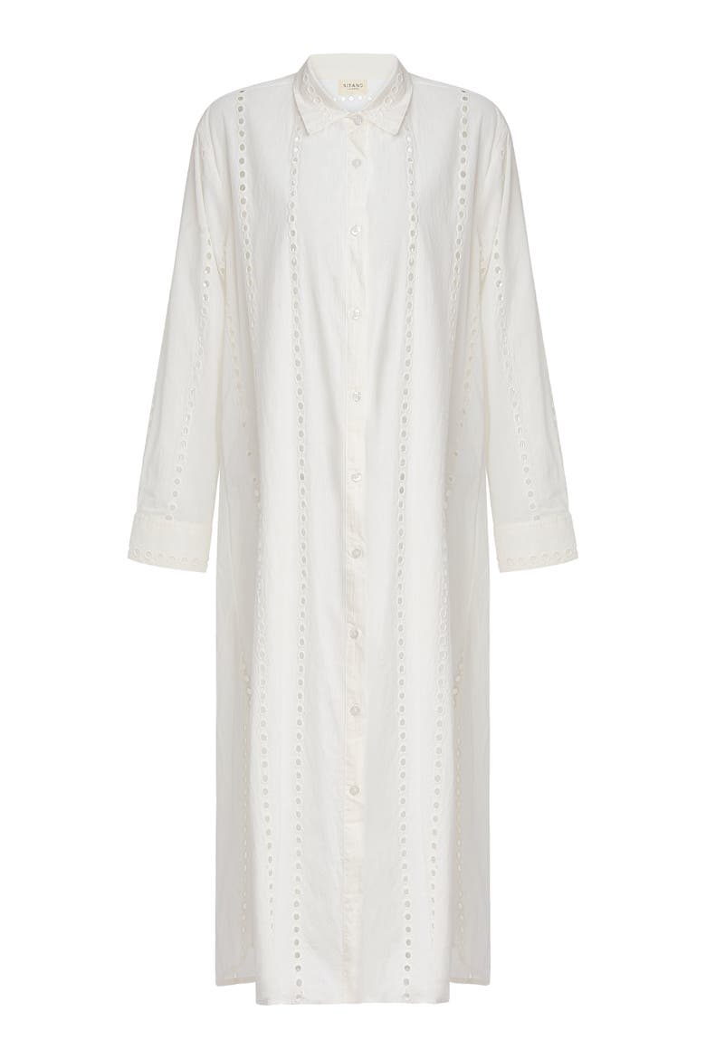 Positano Maxi Shirt Dress Cover-up, Alternate, color, White