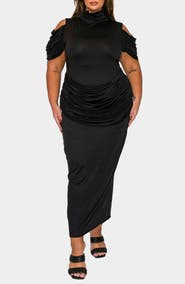 L I V D Seraphina Cold Shoulder Ruched Maxi Dress