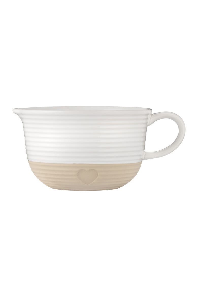 Rustic Charm Batter Bowl, Stoneware Mixing Bowl with Handle & Pour Spout, Main, color, Beige