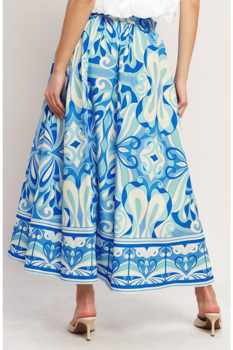 Print Cotton Maxi Skirt, Alternate, color, BLUE