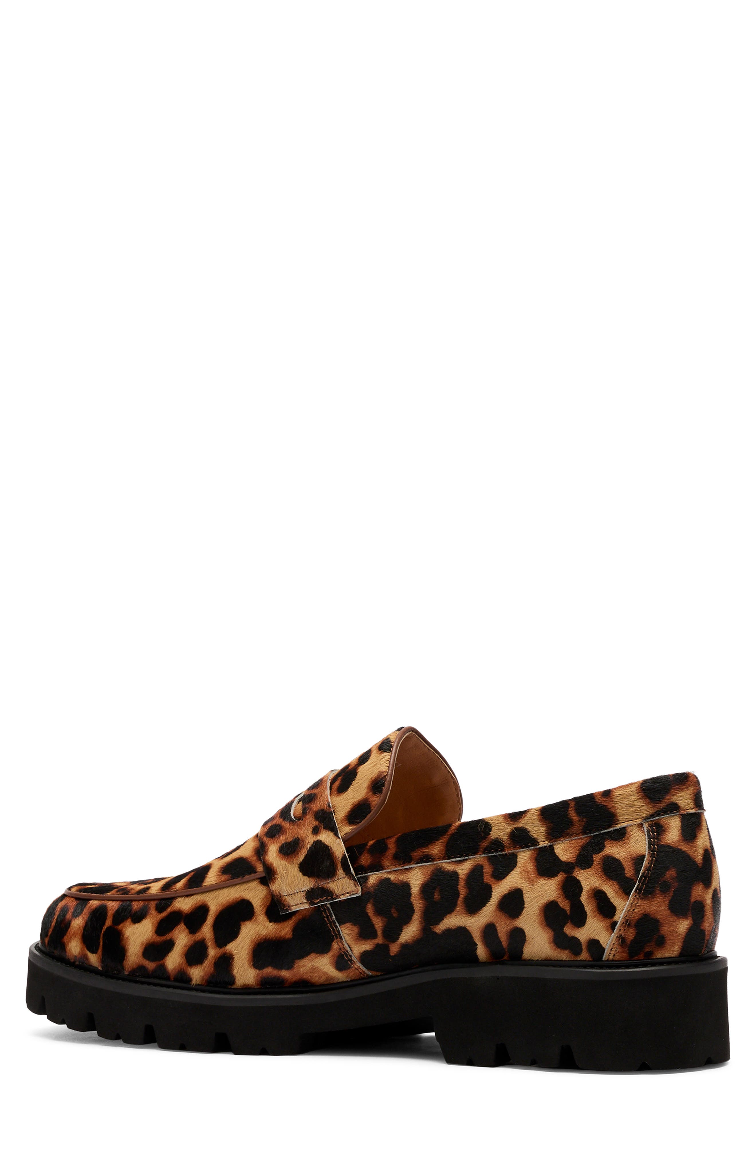 Adler Lug Sole Penny Loafer, Alternate, color, LEOPARD