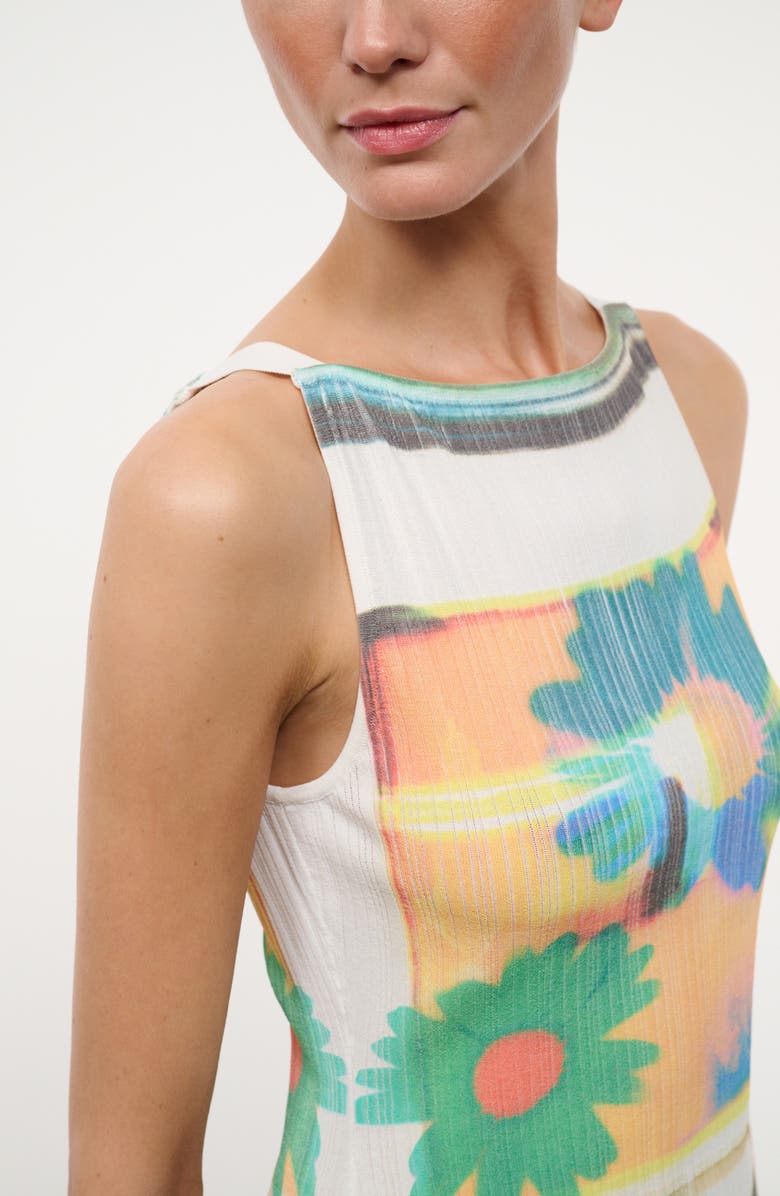 STAUD Bryn Floral Print Ribbed Tank, Alternate, color, Superbloom