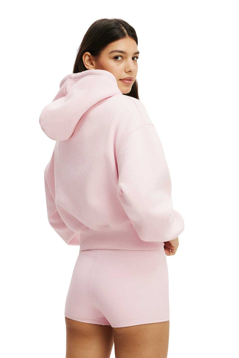 Women's Active Plush Cropped Bubble Hoodie, Alternate, color, Cherry Dream