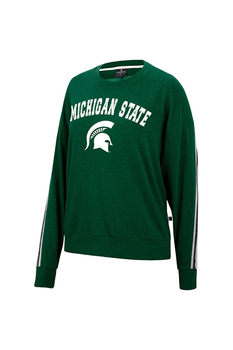 Women's Colosseum Heathered Green Michigan State Spartans Team Oversized Pullover Sweatshirt, Alternate, color, Green