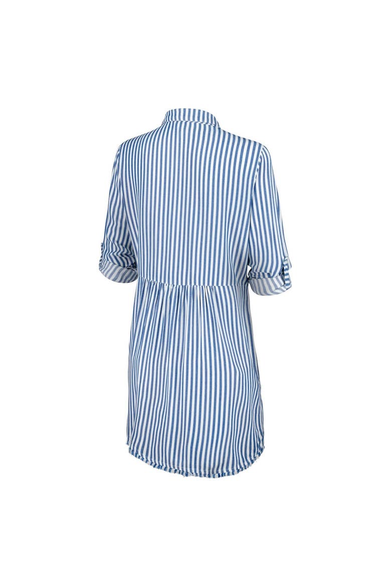 Women's Tommy Bahama Blue/White Seattle Seahawks Chambray Stripe Cover-Up Shirt Dress, Alternate, color, Blue