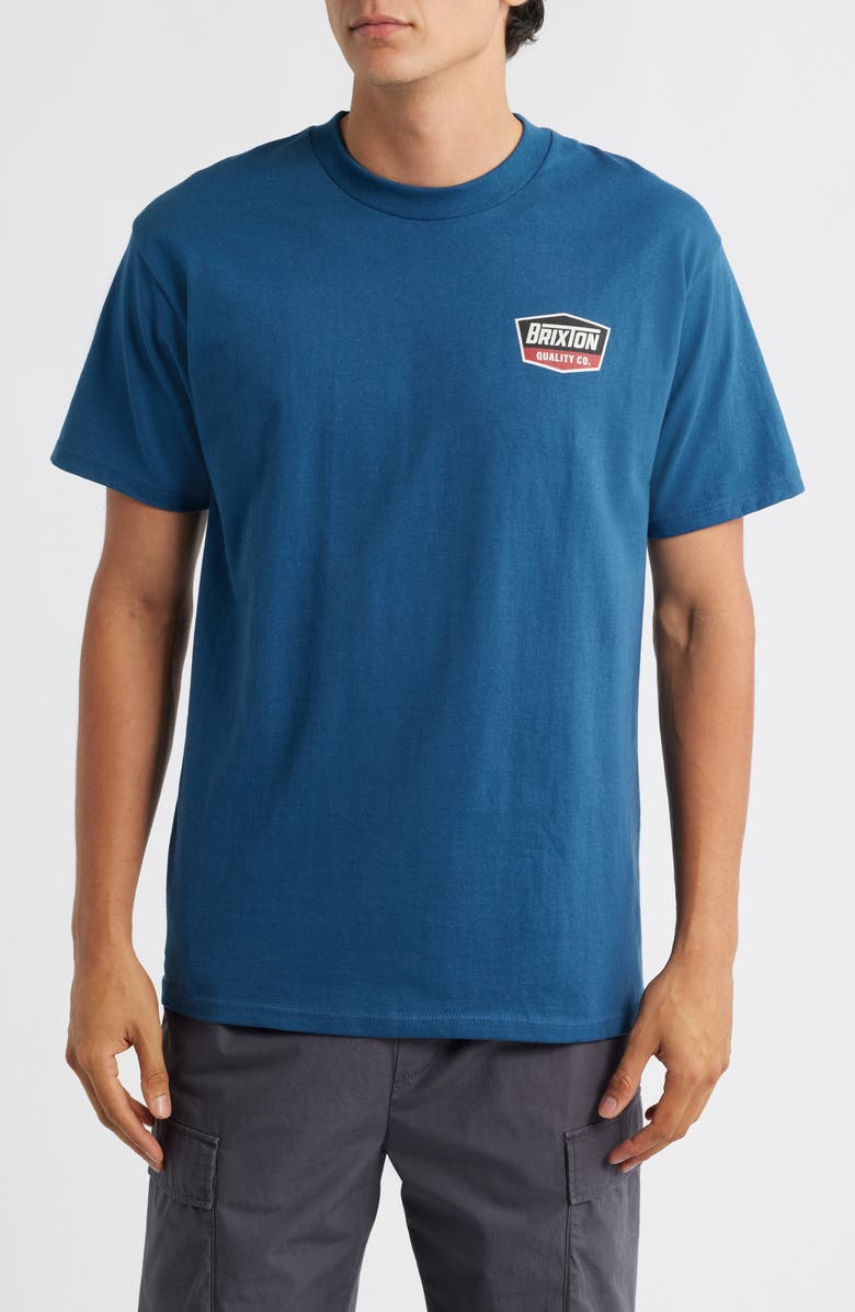 Brixton Regal Cotton Logo Graphic T-Shirt, Main, color, Harbor Blue/ Black/ Stone