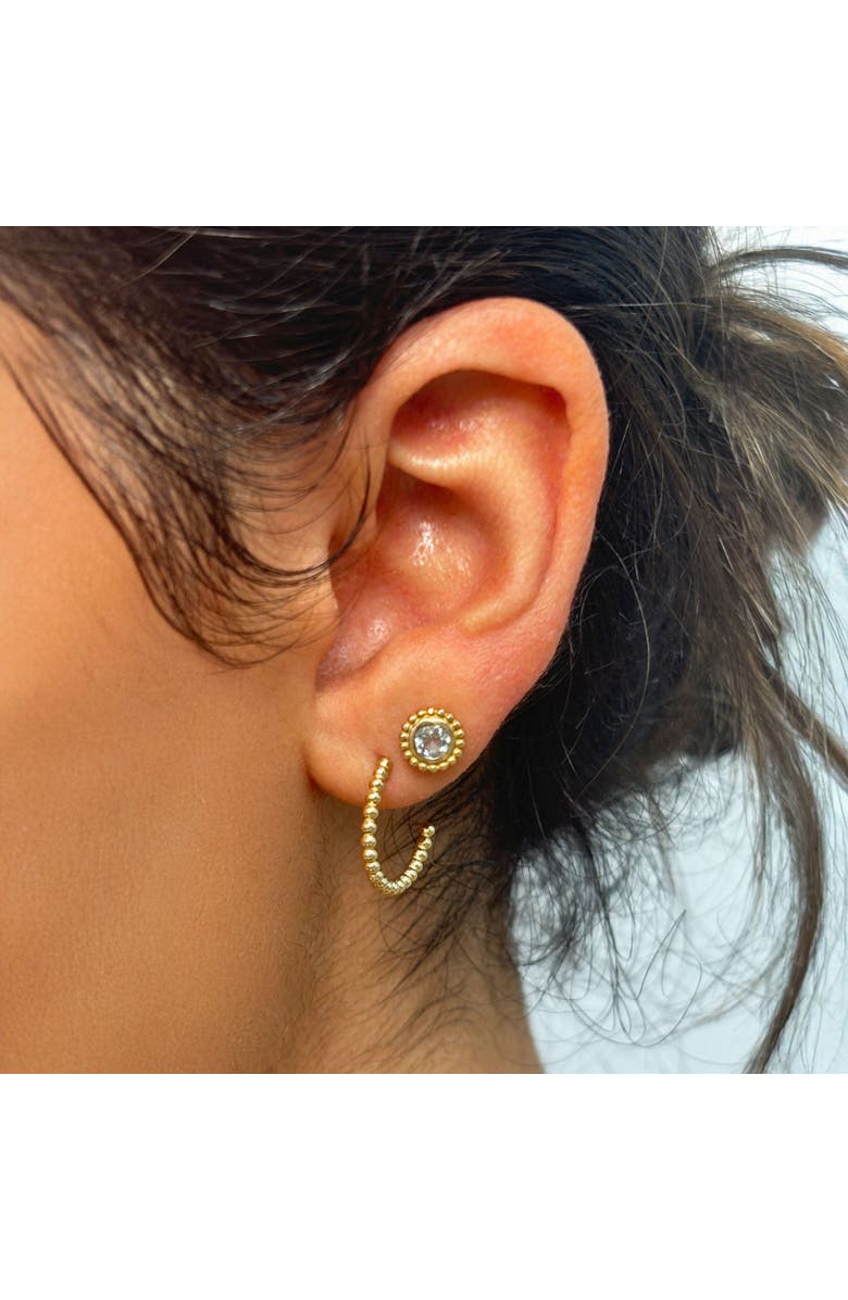 The Lovery Fine Jewelry Gold Beaded C-Hoop Earrings, Alternate, color, Yellow Gold