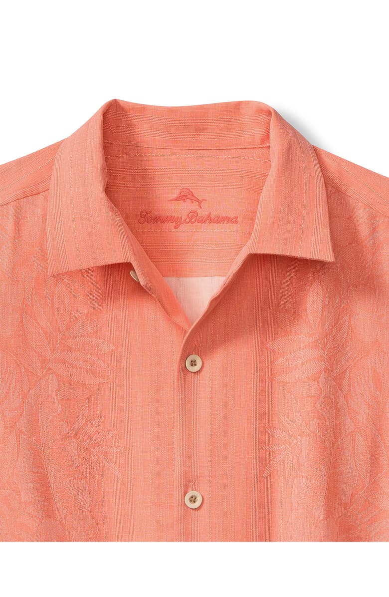 Tommy Bahama Maui Border Silk Short Sleeve Button-Up Shirt, Alternate, color, Bright Peach