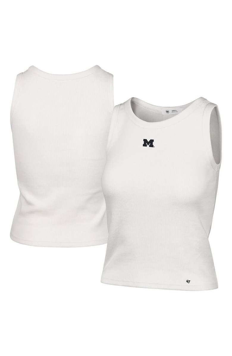 '47 Women's '47  Cream Michigan Wolverines Micro Logo Ribbed Cropped Tank Top, Main, color, Cream