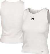 '47 Women's '47  Cream Michigan Wolverines Micro Logo Ribbed Cropped Tank Top