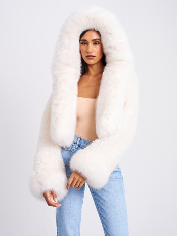 Kali Statement Cropped Faux Fur Hoodie Jacket
