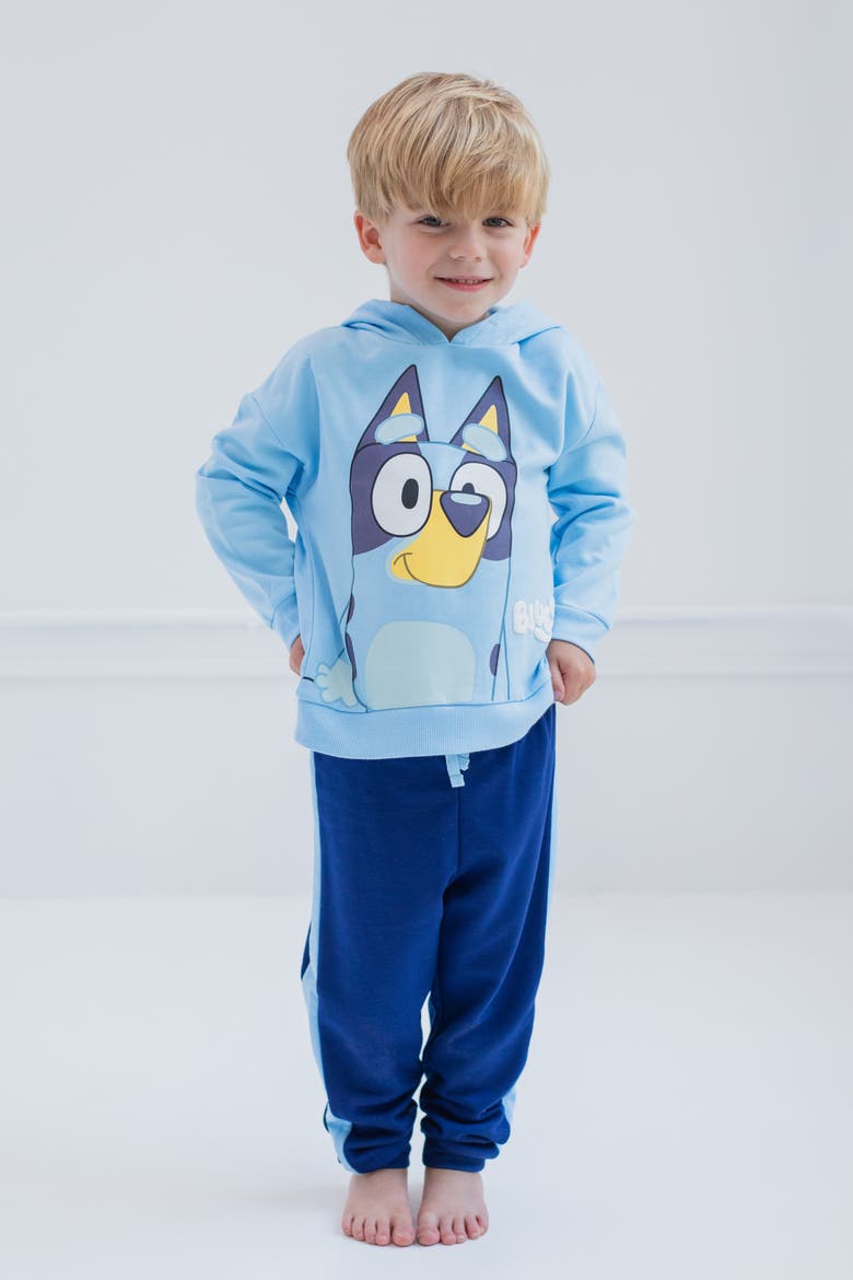 Fleece 2-Piece Hoodie and Joggers Set, Alternate, color, Bluey Light Blue Navy