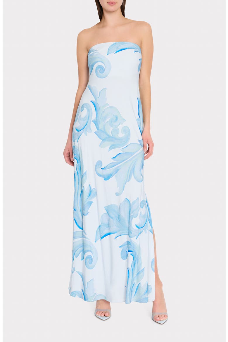 Vera Floral Print Strapless Dress, Main, color, LIGHT BLUE