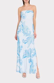 Milly Vera Floral Print Strapless Dress