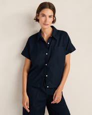 Haven Well Within Organic Cotton Linen Button-Down Top