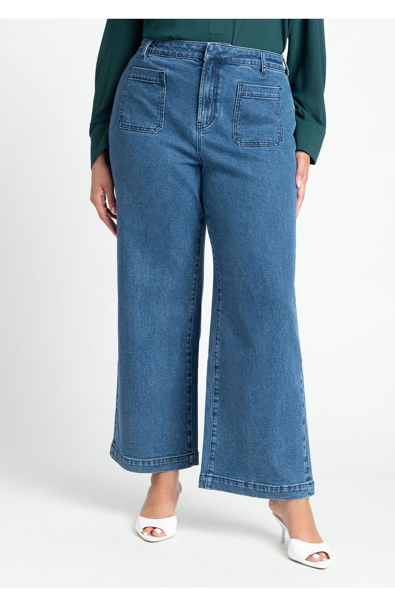 ELOQUII Petite The Trouser Jean, Alternate, color, Medium Wash Denim