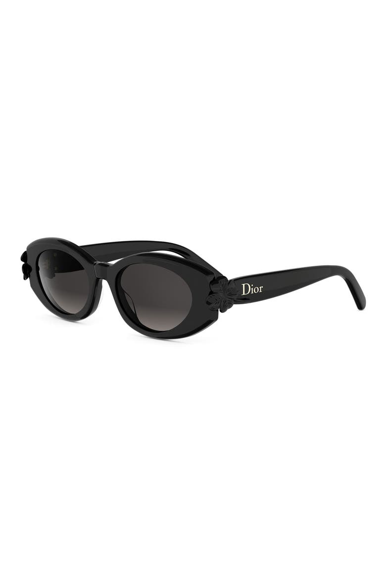 'Dior Clover B1I Oval Sunglasses, Alternate, color, SHINY BLACK / GRADIENT SMOKE