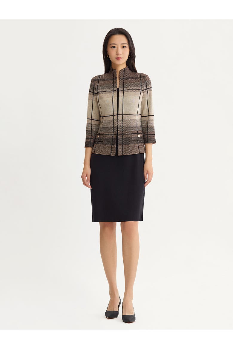 Ombre Grid Flat Knit Jacket, Alternate, color, Charmeuse/Biscotti/Black