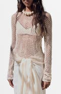 MANGO Stretch Cotton Crochet Sweater