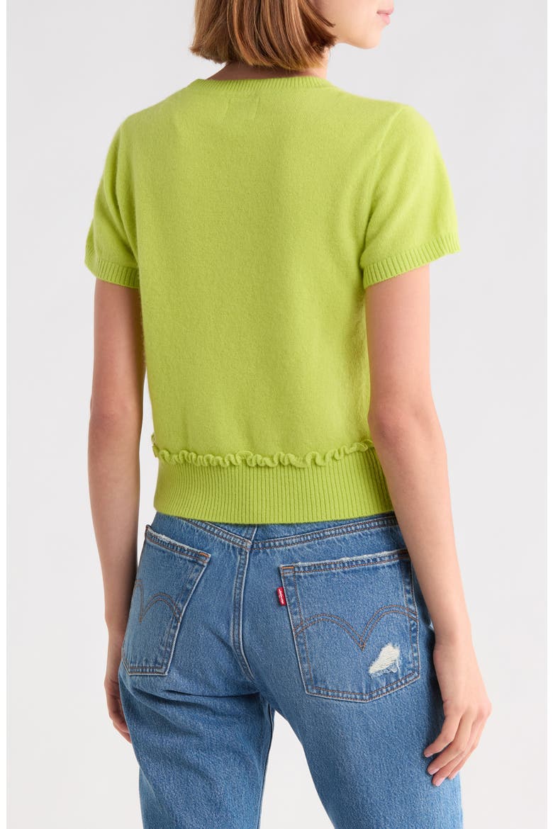 Short Sleeve Ruffle Hem Sweater, Alternate, color, LIME TWIST
