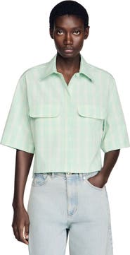SANDRO Short checked shirt