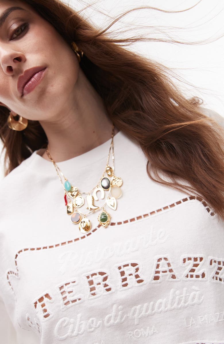 Topshop La Terezza Open Knit Oversize T-Shirt, Alternate, color, 