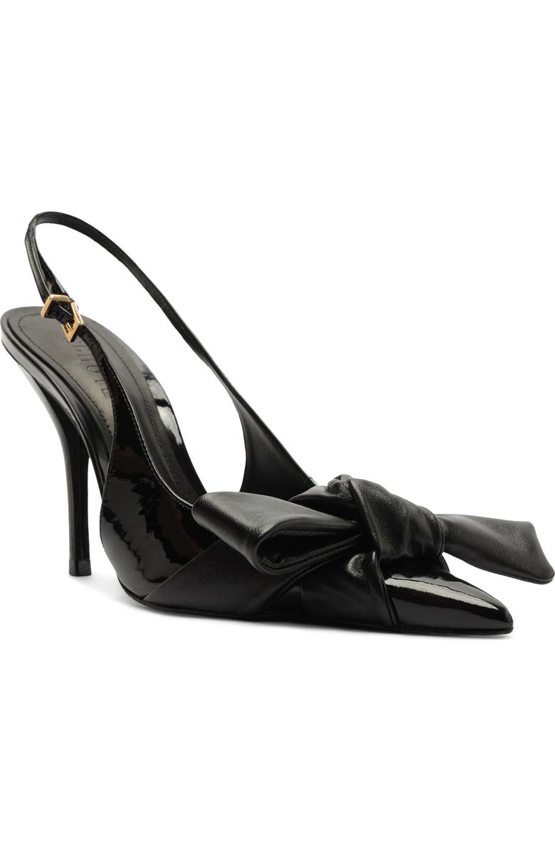 Schutz Liora Bow Slingback Pointed Toe Pump, Main, color, Black