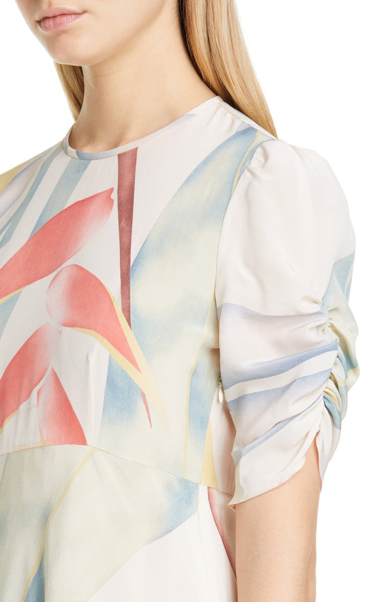 Etro Watercolor Leaf Print Silk Midi Dress, Alternate, color,