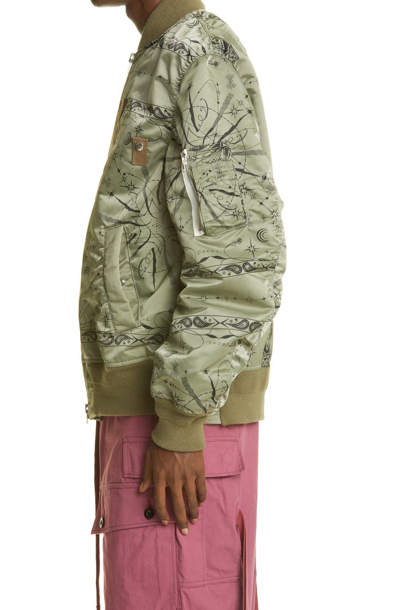 Sacai x Dr. Woo Bandana Print Bomber Jacket, Alternate, color,