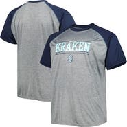 PROFILE Men's Heather Gray Seattle Kraken Big & Tall Logo Raglan T-Shirt