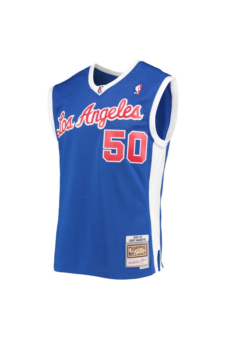 Men's Mitchell & Ness Corey Maggette Royal LA Clippers 2001/02 Hardwood Classics Swingman Jersey, Alternate, color, Royal