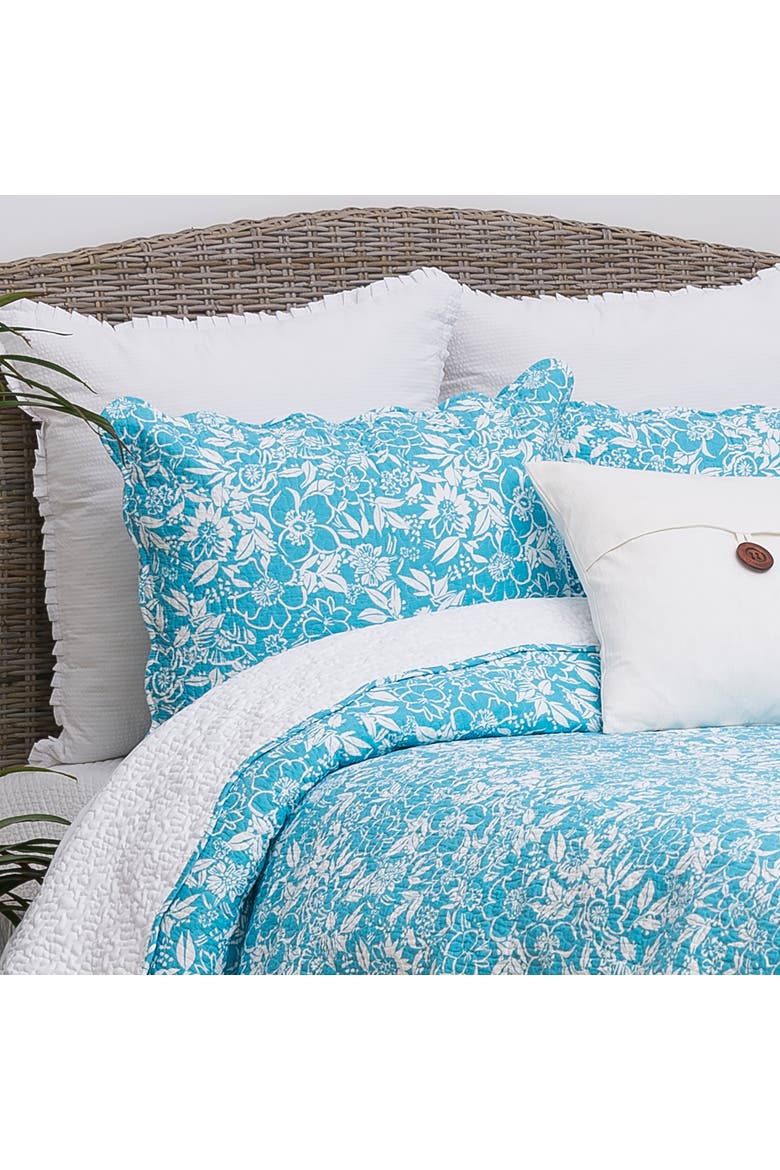 Jamaican Breeze Coastal Beach Cotton Quilt Set  - Reversible and Machine Washable, Alternate, color, Blue