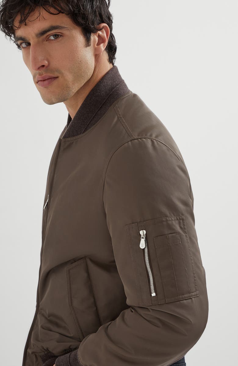 Brunello Cucinelli Bomber jacket with padding, Alternate, color, Brown