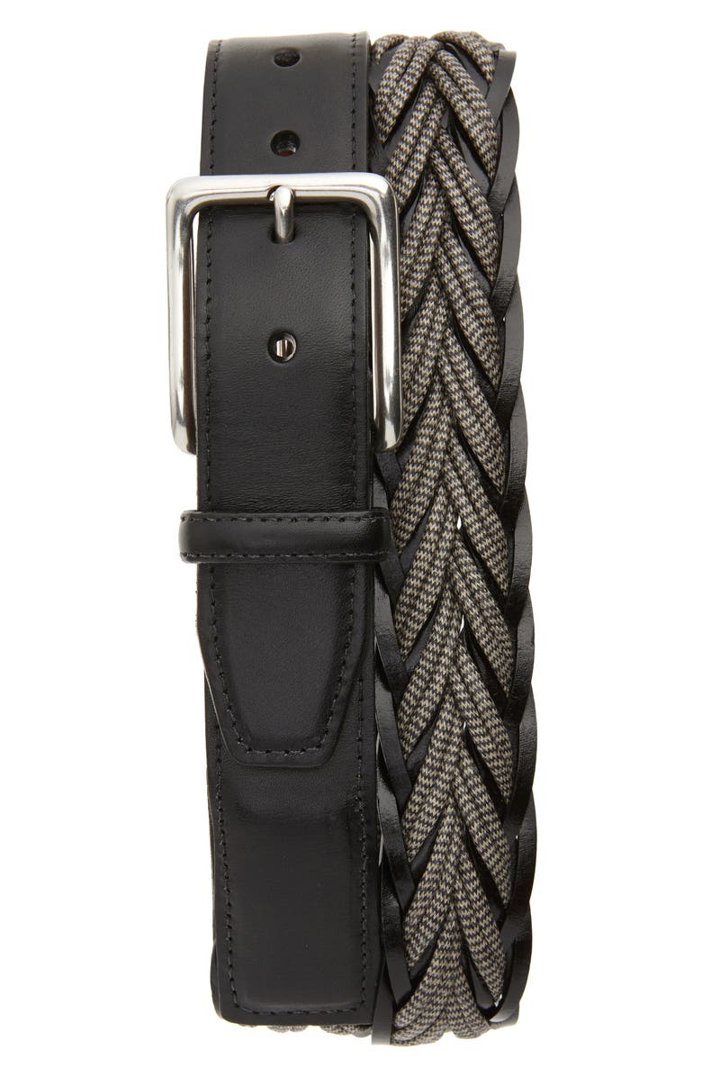 Torino Braided Cotton & Leather Belt, Main, color, 